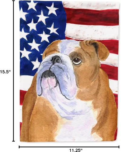 Miniatura 7 de Caroline's Treasures SS4017GF Bandera de Estados Unidos con Bulldog Inglés para jardín, bandera decorativa para patio exterior, patio, parterres