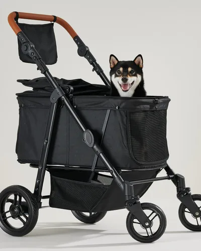 Zoosky Cochecito mediano para perros grandes, cochecito para mascotas para perros medianos de hasta 66 libras, todo terreno con asa y toldo