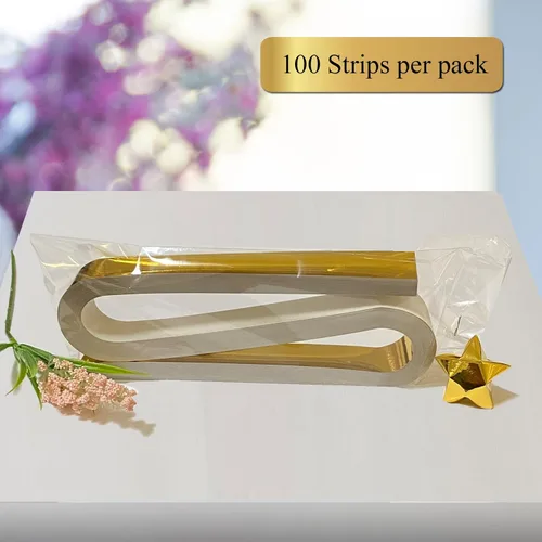 Miniatura 8 de 100-Strips Gold Foil Paper Strips for Making Origami Stars, Lucky Stars, Puff Stars. Reflective Mirror Shiny Paper Strips, 1 x 24 inch. (BIG Gold)