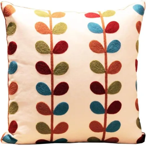 Judy Dre am Funda de cojín 100% algodón, cuadrada, bohemia, bordada, para sofá, cama, sala de estar, funda de almohada bohemia bordada de 18 x 18