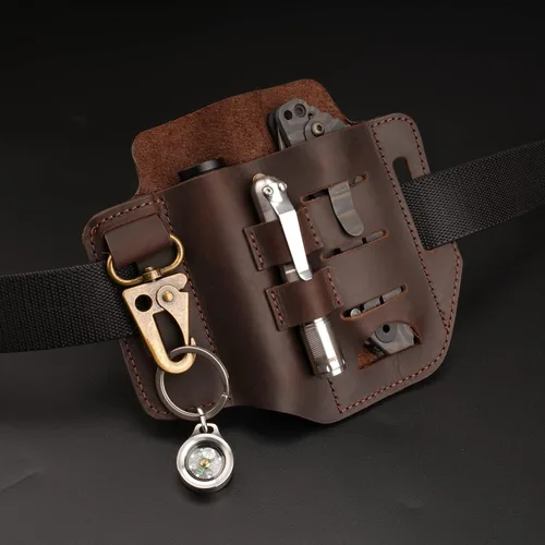 Miniatura 7 de Funda de cuero EDC, organizador de bolsillo de cuero multiherramienta