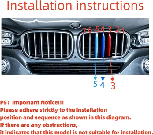 Miniatura 5 de Insertos de parrilla automotriz para BMW X5 F15 2014-2018 y X6 F16 2015-2019 7-Beam, (NO para serie Dual-Beam) Accesorios de parrilla delantera