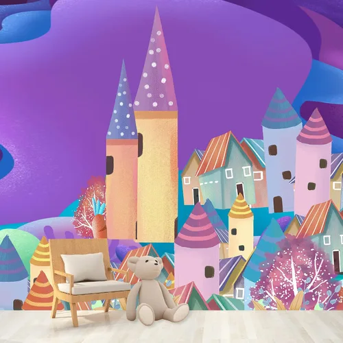 Miniatura 40 de IDEA4WALL Adhesivo mural removible para pared, cielo azul, castillo mágico místico, fantasía y ciencia ficción, arquitectura, fotografía, arte