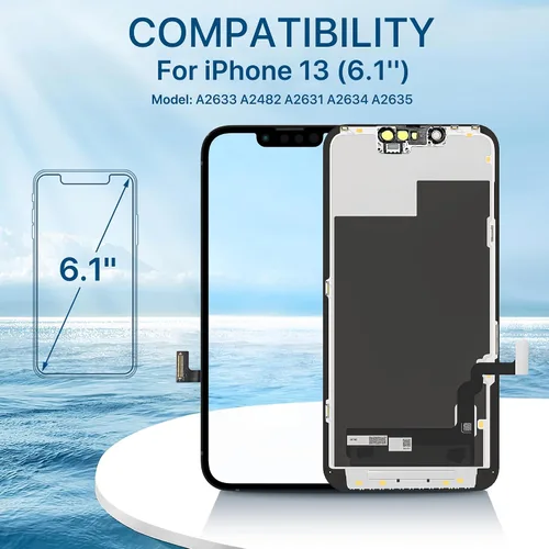 Miniatura 2 de EXW Pantalla de repuesto para iPhone 13 de 6.1 pulgadas, digitalizador de pantalla LCD Full HD, pantalla táctil de calidad con herramientas