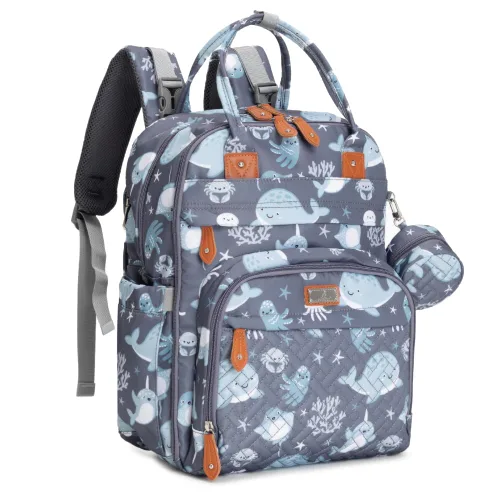 Miniatura 20 de BabbleRoo - Mochila para pañales - Bolso de viaje con artículos esenciales para bebés - Mochila multifuncional resistente al agua, bolso de viaje