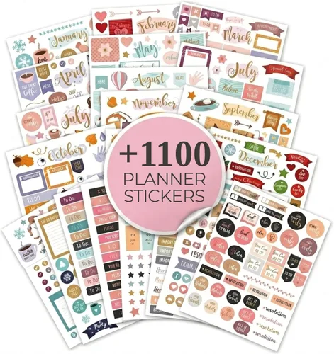 Calcomanías estéticas para planificador mensual, más de 1100 hermosos accesorios de diseño que mejoran y optimizan tu agenda, diario y calendario