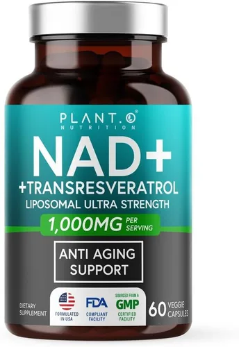 Suplemento NAD de alta pureza (500 mg de 95% de NAD Pura Plus) con resveratrol - NMN y ribósido de nicotinamida alternativa para energía,