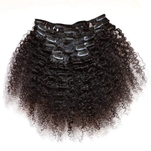 Miniatura 2 de Extensiones de cabello humano rizado con clip, brasileño, virgen, afroamericano, 4B 4C, natural, para mujeres negras (10 pulgadas, 3B 3C)