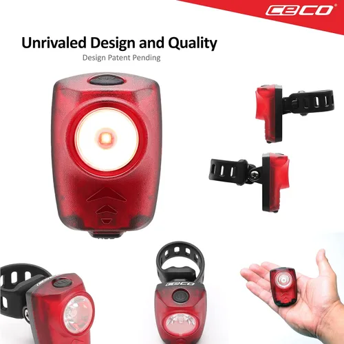 Miniatura 3 de CECO Luz trasera de bicicleta recargable USB súper brillante de 100 lúmenes, IP67 impermeable, FL-1 resistente a los impactos, calidad de grado