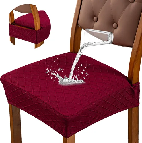 Miniatura 26 de Genina Fundas de asiento impermeables para sillas de comedor, fundas para sillas de comedor, fundas para sillas de cocina (caqui, 6 piezas)