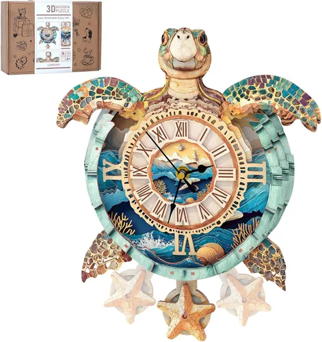 Miniatura 8 de Rompecabezas 3D para adultos, kit de reloj de madera de casa de Navidad con péndulo, manualidades de madera para decoración del hogar, rompecabezas