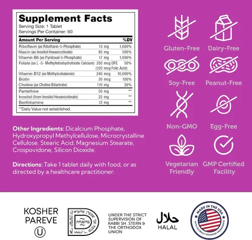 Miniatura 5 de Zahler Vitaminas del complejo B para mujeres y hombres, complejo de vitamina B, complejo de vitaminas B con B1 B2 B3 B5 B6 B7 B9 B12 – Sistema