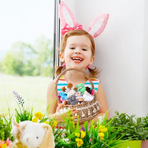 Miniatura 5 de Paquete de 24 huevos de Pascua rellenos con mini animales de peluche para niños, rellenos de cesta de Pascua, caza de huevos de Pascua, recuerdo