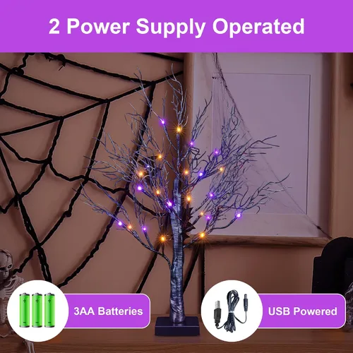 Miniatura 3 de LIGHTSHARE Bonsái de sauce de Halloween de 26 pulgadas, 20 luces LED, árbol espeluznante artificial negro para el hogar, festival, belén, fiesta