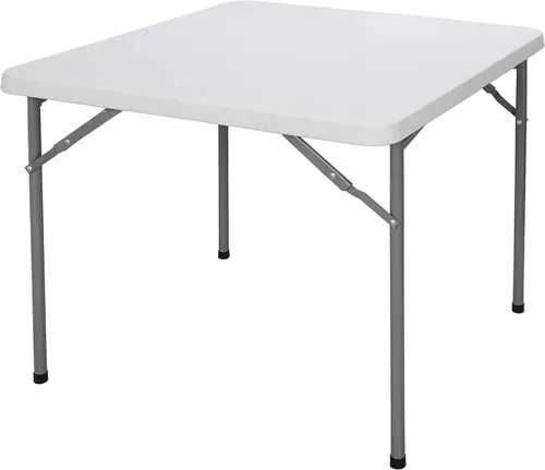 Miniatura 9 de Mesa cuadrada plegable de resina multiusos de aproximadamente 3 pies, plástico para interiores y exteriores, ligero y portátil para hogar, oficina