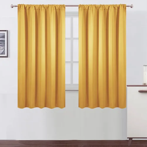 Miniatura 30 de LEMOMO Cortinas opacas negras para cocina, 42 x 45 pulgadas, juego de 2 paneles de cortinas opacas con bolsillo para cortinero para ventana pequeña