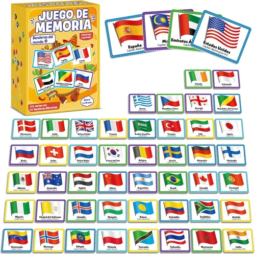 Miniatura 10 de gisgfim 50 pares de banderas de juego de memoria de Estados Unidos de concentración tarjeta de memoria educativas, juegos de geografía, juego