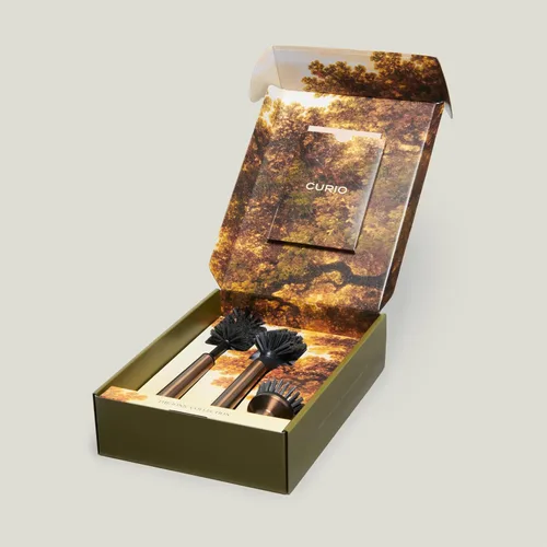 Miniatura 6 de Juego de cepillos iónicos Curio Home Goods, magnetizado para estar de pie, acero inoxidable con cabezales reemplazables, plateado