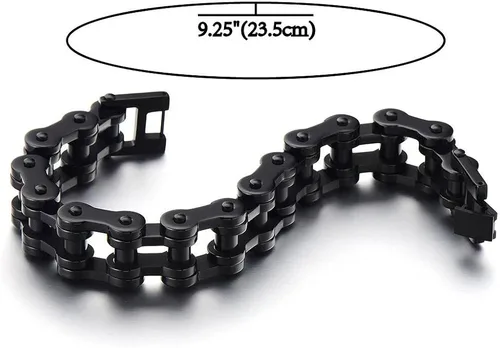 Miniatura 4 de Pulsera de cadena de motocicleta resistente para hombre, de acero inoxidable, color plateado, pulido
