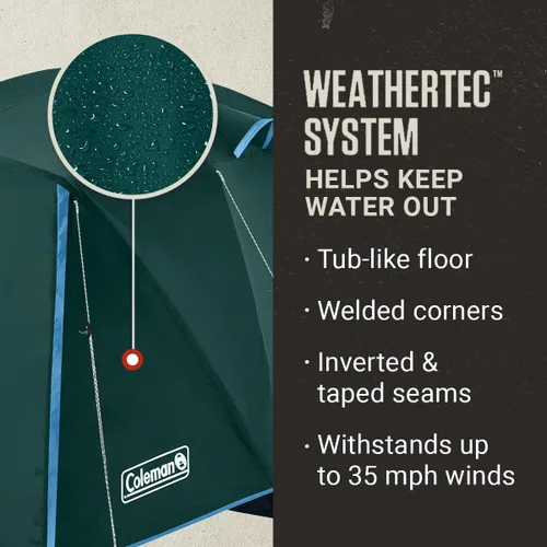 Miniatura 2 de Coleman Tienda de campaña Skydome con vestíbulo de clima completo, resistente a la intemperie para 4/6 personas, se instala en 5 minutos y protege