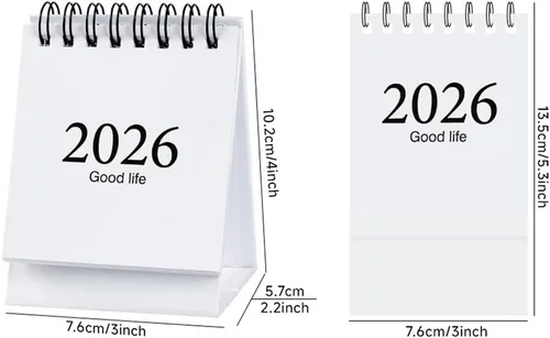 Miniatura 2 de Mini calendarios de escritorio de enero de 2026 a diciembre de 2026, calendario de bolsillo de 3 x 3.8 pulgadas, bobina de acero abatible de pie