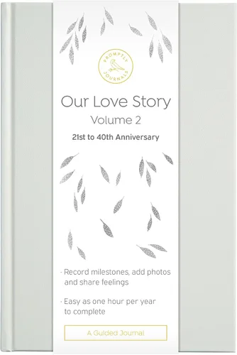 Miniatura 6 de Promptly Journals, Nuestra historia de amor Volumen 2: 21 a 40 aniversario (Gris, Lino) Diario de recuerdos de pareja