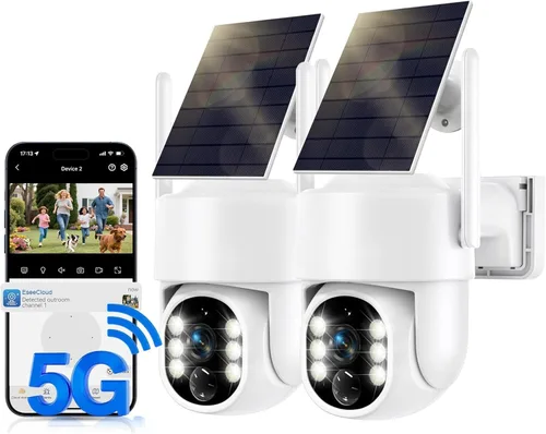 Cámaras de seguridad solares inalámbricas para exteriores, cámara de seguridad WiFi de 5G/2.4 GHz para seguridad del hogar, cámara de seguridad