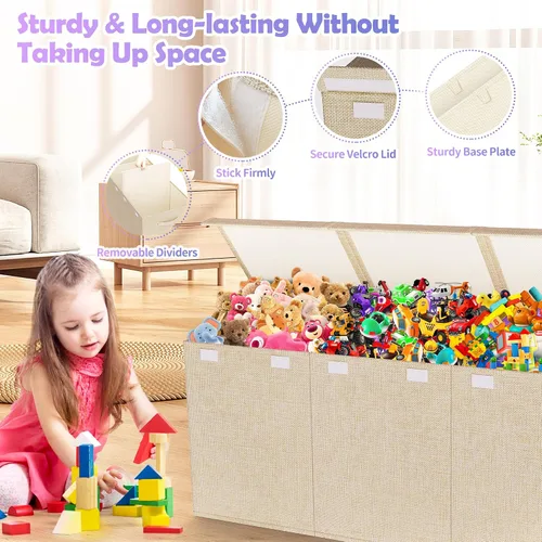 Miniatura 4 de Mabahoo Caja de Juguetes Extra Grande, Cofre de Juguetes Plegable y Resistente para Niños y Niñas, 40"x14"x16" Organizador de Almacenamiento