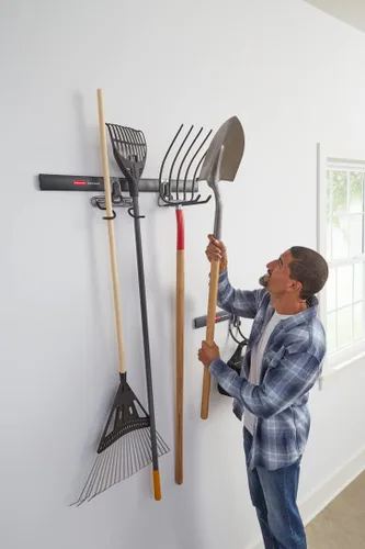 Miniatura 10 de Rubbermaid - Kit FastTrack de almacenamiento para colgar herramientas, organización de garaje, soporte de pared para herramientas de jardín y césped