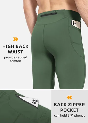 Miniatura 4 de BALEAF Mallas de forro polar para hombre, pantalones térmicos de ciclismo, resistentes al agua, con cremallera, bolsillos, para invierno, cálido