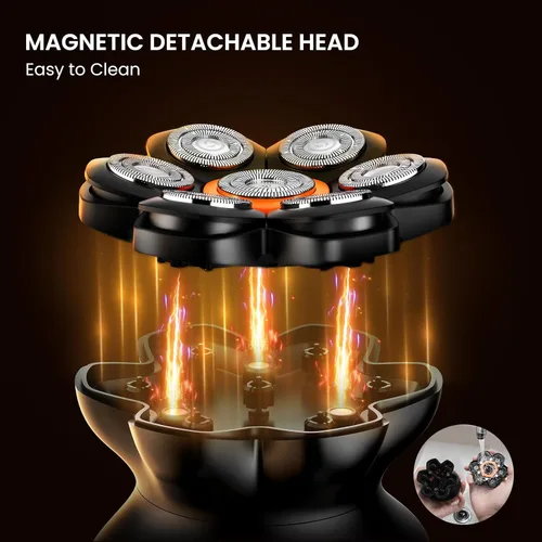 Miniatura 9 de MAXGROOM® Afeitadora de cabeza para hombres calvos, maquinilla de afeitar eléctrica impermeable con cabezales flotantes 7D, afeitado suave