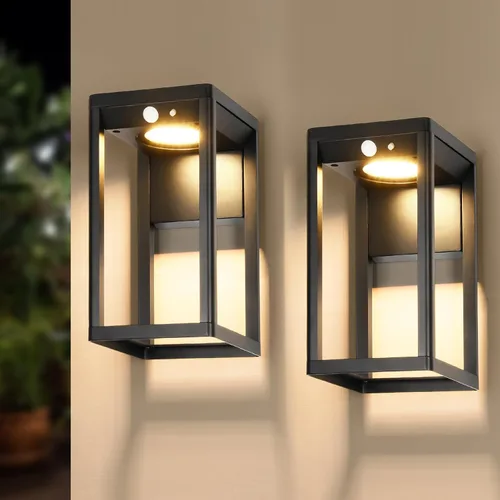 Luces de pared solares al aire libre BRIMMEL con sensor de movimiento - 600 lúmenes, luces de aplique solares de aluminio para exteriores, del