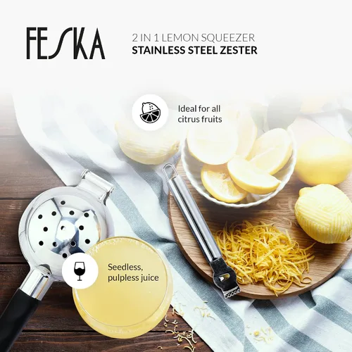 Miniatura 4 de Exprimidor de limón de acero inoxidable - Exprimidor de cítricos de primera calidad - Exprimidor de lima para jugo sin semillas - Exprimidor de mano