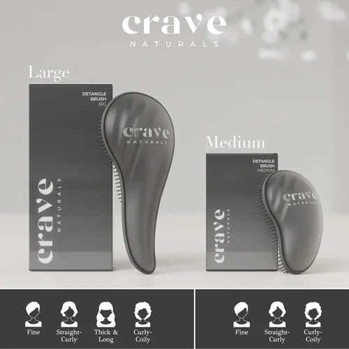 Miniatura 8 de Crave Naturals Cepillo para desenredar el cabello grande negro – Cepillo deslizante para desenredar el cabello para mujeres, niños y bebés – Cuidado