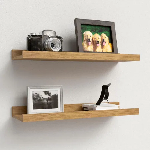 Miniatura 8 de Boswillon Juego de 2 estantes flotantes montados en la pared, modernos estantes de pared negros para almacenamiento con labio, estante de repisa