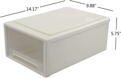 Miniatura 3 de Paquete de 4 cajones apilables de almacenamiento, caja organizadora de 12 cuartos de galón