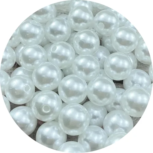 Miniatura 9 de 150 cuentas de perlas blancas de 0.472 pulgadas (0.472 in), cuentas redondas con agujeros para costura, manualidades, decoración, pulseras