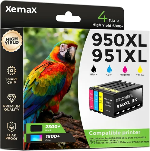 Paquete de 4 cartuchos de tinta 950XL 951XL compatibles con cartuchos de tinta HP 950 XL 951 XL para impresora OfficeJet Pro 8600 8610 8615 8620