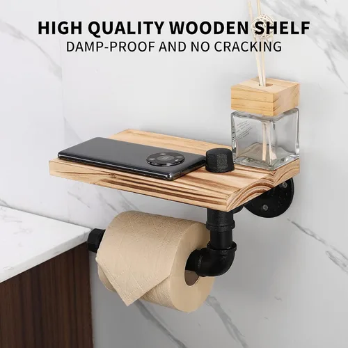 Miniatura 6 de Livabber Portarrollos de papel higiénico de tubo industrial, estilo vintage, soporte de pared para baño, sala de estar y cocina
