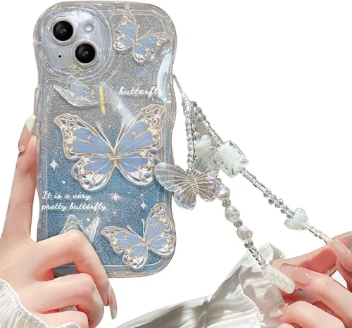 Miniatura 15 de Funda compatible con iPhone 11 para mujeres y niñas, bonita funda de mariposa con purpurina, antiarañazos, a prueba de golpes, color azul