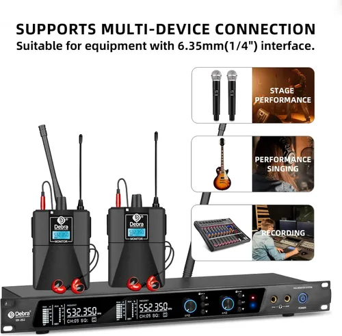 Miniatura 6 de D Debra Bodypack con auricular solo apto para sistema de monitor in-ear inalámbrico mono ER-202 y ER-102, no se puede usar solo (solo 1 Bodypack)