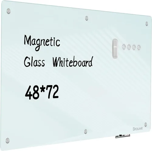 Miniatura 16 de Pizarra magnética de vidrio – Pizarra de cristal de borrado en seco de 48 x 36 pulgadas, gran tablero de vidrio sin marco para paredes, oficina, Gris