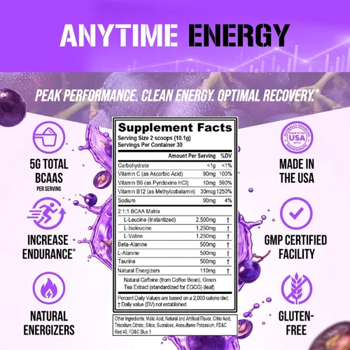 Miniatura 5 de EVL BCAAs Polvo de Aminoácidos - Polvo de Energía BCAA Pre Entrenamiento para Recuperación Muscular, Crecimiento Delgado y Resistencia - Bebida