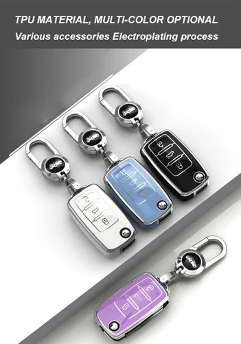Miniatura 5 de ontto Funda para llave de coche para Volkswagen Jetta Beetle, Tiguan Passat Golf MK6 Polo Morado, Púrpura
