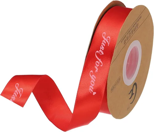 Miniatura 10 de MECCANIXITY Cinta de satén de 1 pulgada de ancho y 50 yardas de ancho Just for You, cinta de grogrén personalizada de San Valentín para envolver Rosa