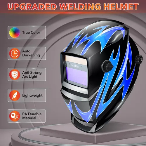 Miniatura 2 de Casco de soldadura con oscurecimiento automático, capucha de soldadura de color verdadero, máscara de soldadura alimentada por energía solar