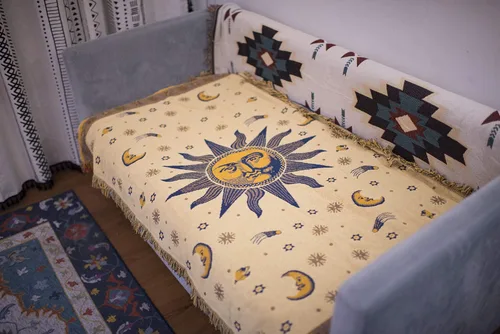 Miniatura 6 de Erke Funda de cojín con estrellas de sol y luna de 35 x 60 pulgadas para sofá, sofá biplaza, silla, decoración de muebles, decoración de habitación