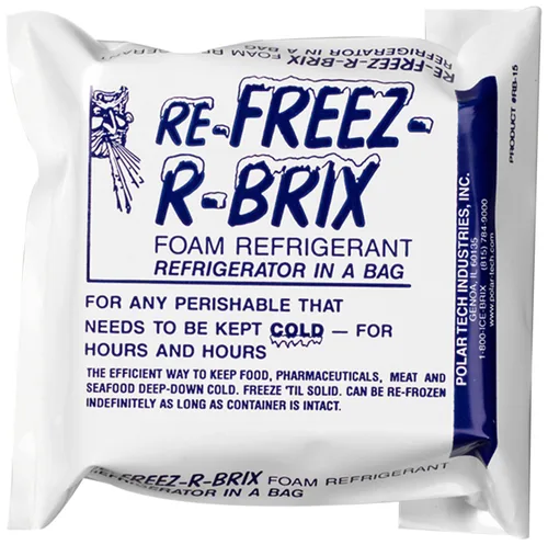 Polar Tech - Paquete de refrigerante de espuma RB 15 RB15 Re-Freez-R-Brix, 4-1/2 pulgadas de largo x 4 pulgadas de ancho x 1-1/2 pulgadas de grosor