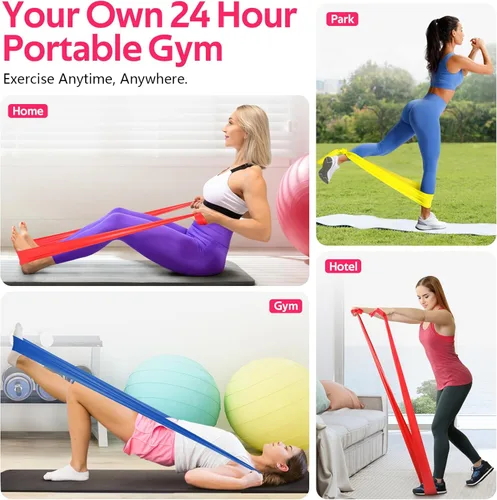 Miniatura 6 de Bandas de resistencia para entrenamiento, bandas de ejercicio para terapia física, estiramiento, recuperación, pilates, rehabilitación