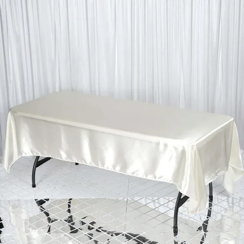 Miniatura 46 de Efavormart - Mantel rectangular de satén, 90 x 132 pulgadas, suave, oblongo, lavable, mantel decorativo de tela sedosa para bodas, fiestas, Plata